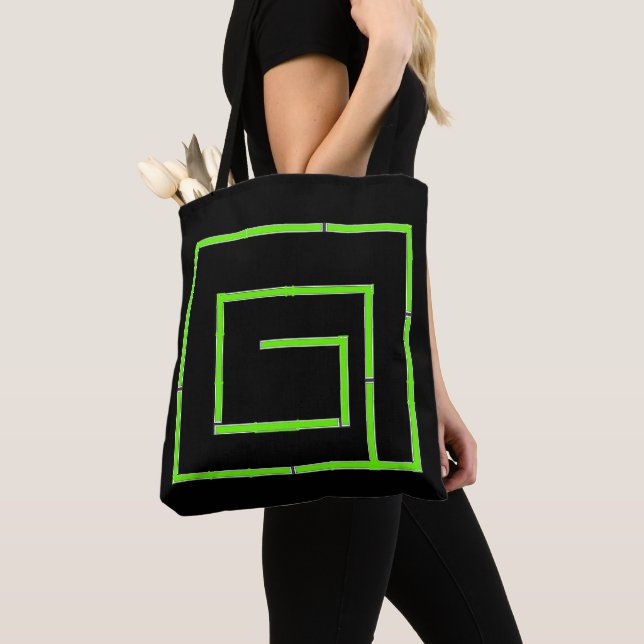 Bolsa Tote Verde preto (Close Up)