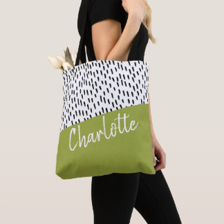 Bolsa Tote Verde Preto Branco Moderno Personalizado