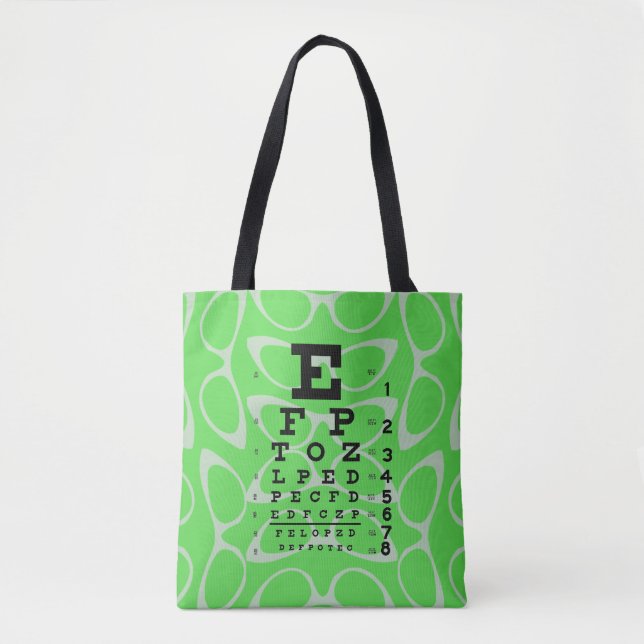 Bolsa Tote Verde retro dos olhos de gato da carta de olho da (Frente)