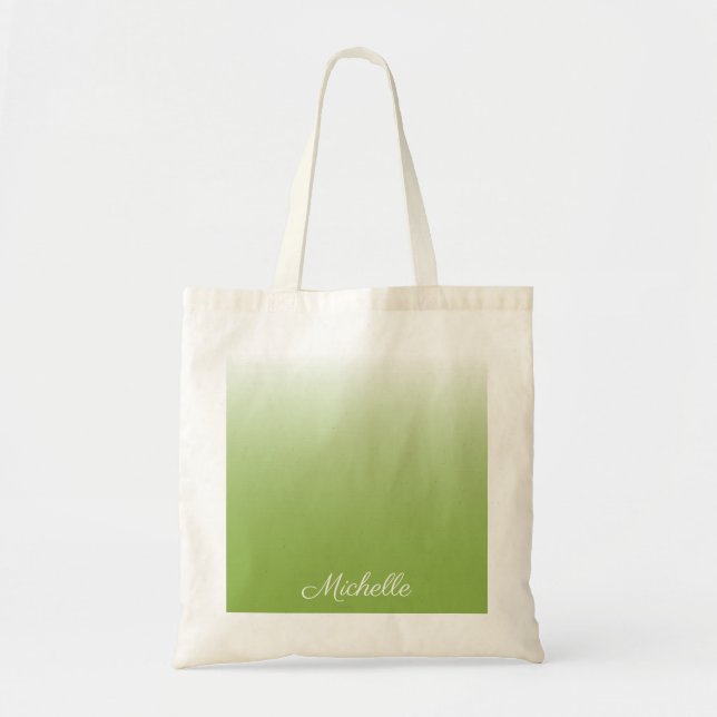 Bolsa Tote Verde-verde-verde-gradiente personalizado (Frente)