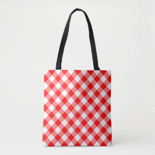 Bolsa Tote Verificações de Gingham Diagonal de Grande Tamanho