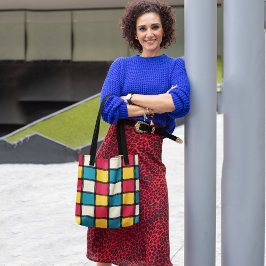 Bolsa Tote Verificações Monocromáticas Coloridas