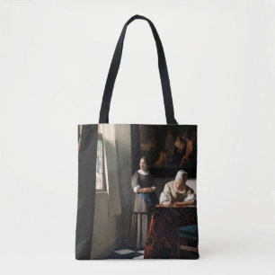 Bolsa Tote Vermeer - Senhora Escrevendo uma carta com sua aju