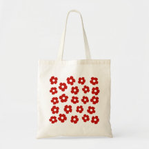 Bolsa Tote Vermelha com Padrão de Flor Pintada à M