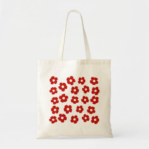 Bolsa Tote Vermelha com Padrão de Flor Pintada à M