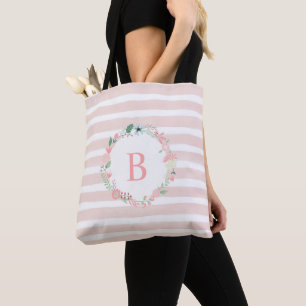 Bolsa Tote Vermelhidão Floral Rosa Monograma