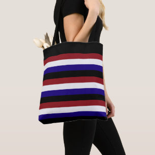 Bolsa Tote Vermelho Branco Azul, Preto, Stripado