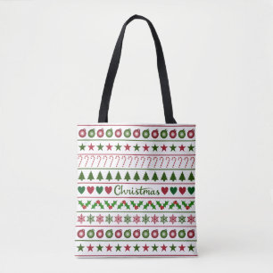 Bolsa Tote Vermelho branco do verde do teste padrão dos