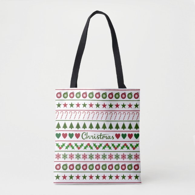 Bolsa Tote Vermelho branco do verde do teste padrão dos (Frente)