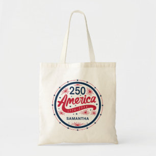 Bolsa Tote Vermelho Branco e Azul EUA 250º Aniversário da Amé