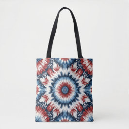 Bolsa Tote Vermelho, Branco e Azul Tie-dye