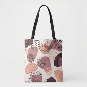 Bolsa Tote Vermelho Castanho Orgânico, Formas Abstrato.