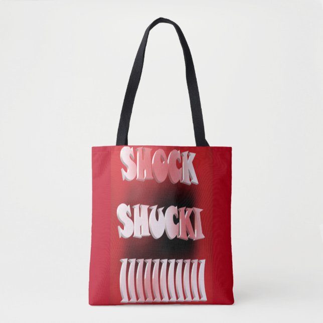 Bolsa Tote Vermelho de choque e padrão preto (Frente)