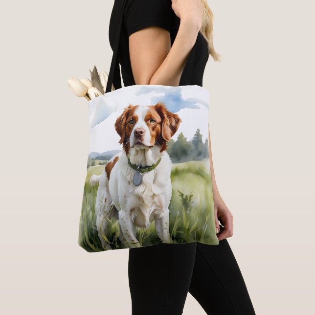 BOLSA TOTE VERMELHO E BRANCO - CÃO ESPANHOL (Close Up)