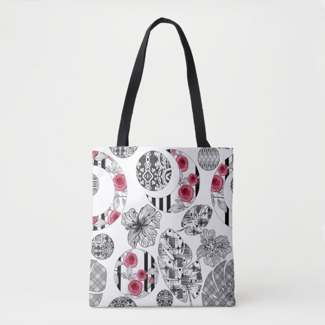 Bolsa Tote Vermelho e Negro, Colagem, Russo, Moderno (Frente)