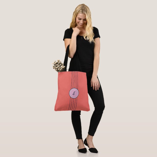 Bolsa Tote Vermelho e rosa cor-de-coral personalizado retrô (No(a) Modelo)