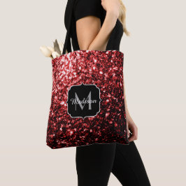 Bolsa Tote Vermelho Escuro falso Brilho brilha Glamour Monogr