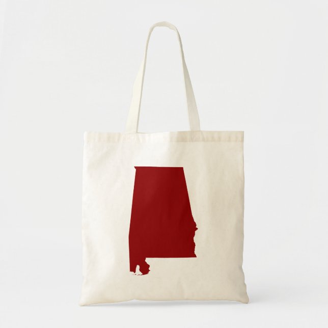 Bolsa Tote Vermelho Escuro Forma do Alabama (Frente)