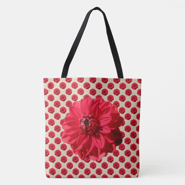 Bolsa Tote Vermelho floral botânico em alguma cor (Frente)