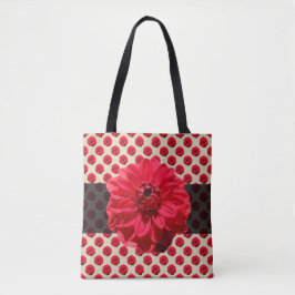 Bolsa Tote Vermelho Floral Botânico em qualquer Saco de Tota