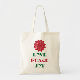Bolsa Tote Vermelho moderno, Verde e Branco Amor, Paz, Joy SM