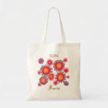 Bolsa Tote Vermelho Orçamento Gráfico SunFlowers