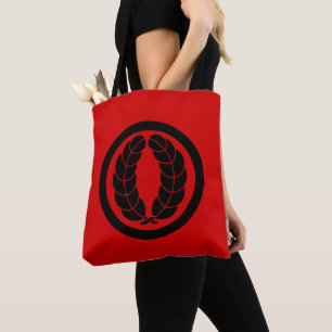 Bolsa Tote Vermelho Oriental Preto Nakagawa Japão Kamon Mon A