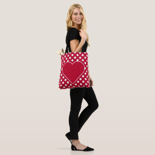 Bolsa Tote Vermelho + Pontos Brancos Polka