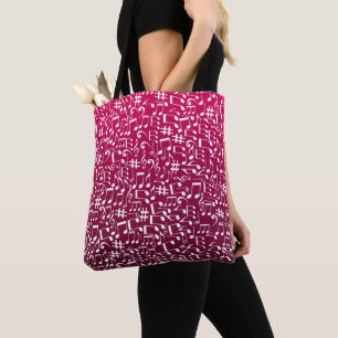 Bolsa Tote Vermelho Roxo Burgundy Rico c/ Notas Musicais Danç