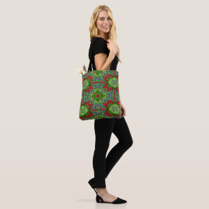 Bolsa Tote Vermelho, Verde e Azul Geométrico