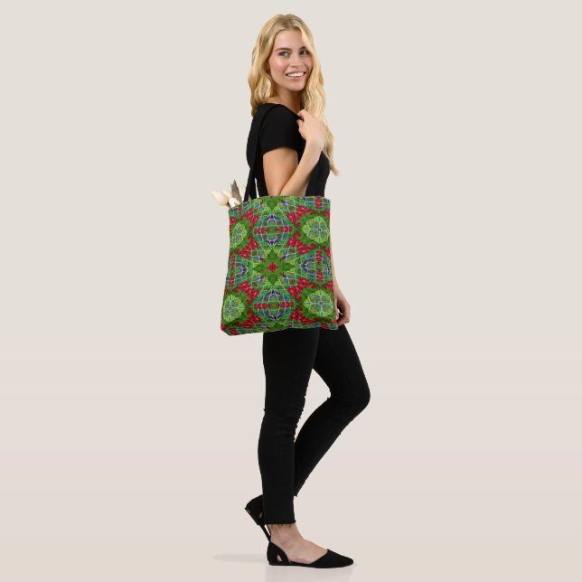 Bolsa Tote Vermelho, Verde e Azul Geométrico (No(a) Modelo)
