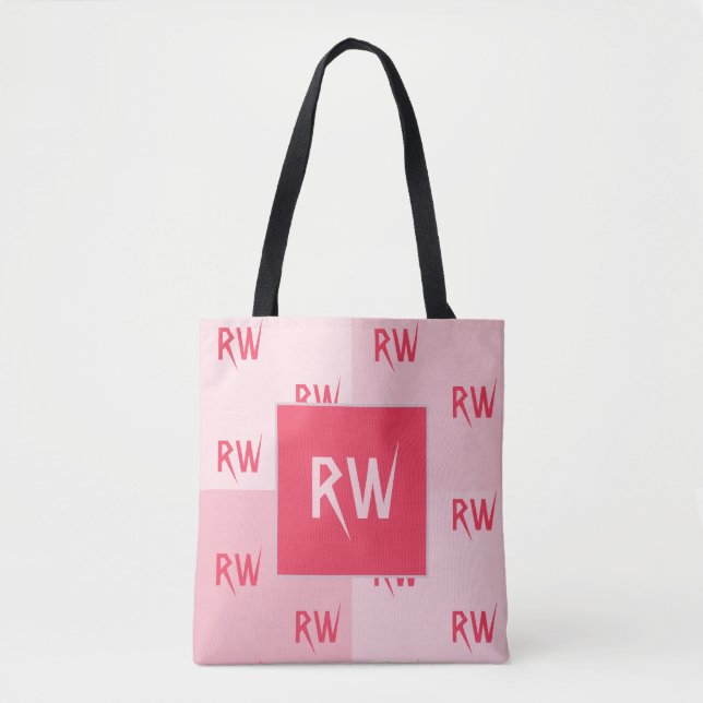 Bolsa Tote Vermelho Vermelho Sólido, Rosa cor-de-rosa e elega (Frente)