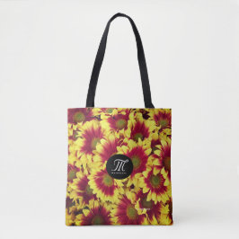 Bolsa Tote Vermelhos de outono vívidos Minibarflores amarelas