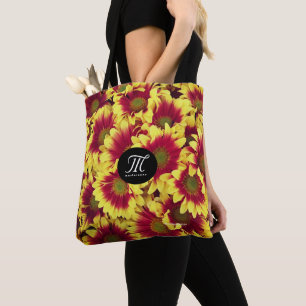 Bolsa Tote Vermelhos de outono vívidos Minibarflores amarelas