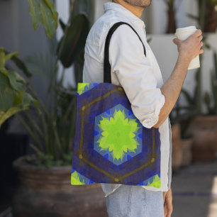 Bolsa Tote Vermelhos e Azuis da Flor de Mandala