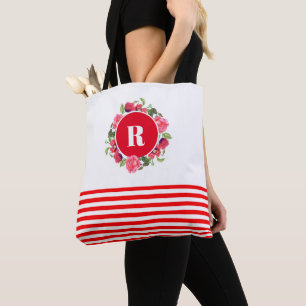 Bolsa Tote Vermelhos e cor-de-água, cor-de-rosa