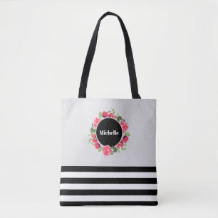 Bolsa Tote Vermelhos e cor-de-água, cor-de-rosa