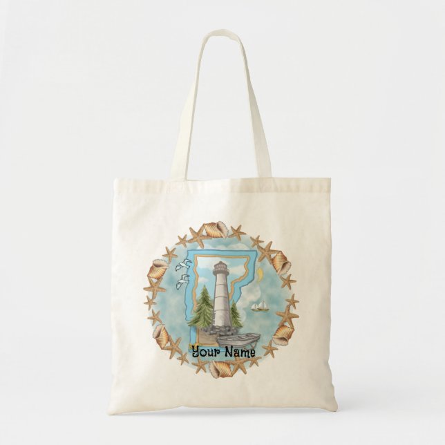 Bolsa Tote Vermont Shells Lighthouse (Frente)