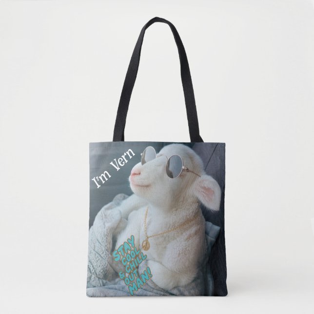 Bolsa Tote Vern the Prince of a  Lamb Riding Shotgun  (Frente)