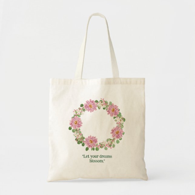 Bolsa Tote Verruga Floral Rosa Moderna (Frente)