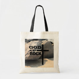 Bolsa Tote Versículo Bíblico Deus é Minha Rocha Cruz Preta Cr