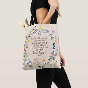 Bolsa Tote Versículo da Bíblia Cristã Romanos 15:15 Aquarela