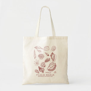 Bolsa Tote Versículo da Bíblia de Conchas Marinhas