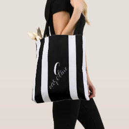 Bolsa Tote Vertical Elegante Preto e Branco Strike