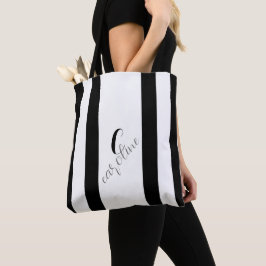 Bolsa Tote Vertical Elegante Preto e Branco Strike