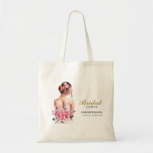 Bolsa Tote Vestido de Noiva Rosa Aquarela Moderna Chá de Bebê