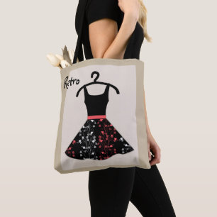 Bolsa Tote Vestido retrorreflector bolinhas coral branco pret