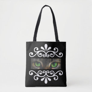 Bolsa Tote Vetor floral chic olhos de gato personalizado com