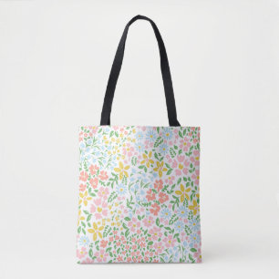 Bolsa Tote Vetor padrão floral sem costura em branco 