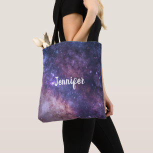 Bolsa Tote Via Látea Estrelas Sky Galaxy Casamento Elegante